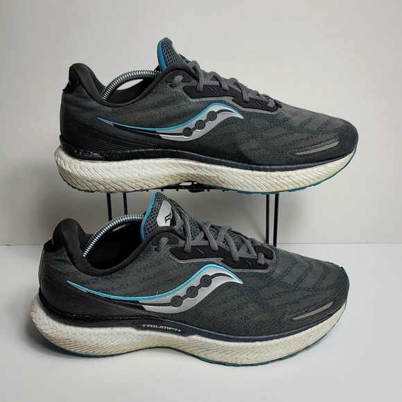 Saucony Triumph 19 Athletic Running Shoes Gray Blue Men’s Size 11 - Picture 2 of 8